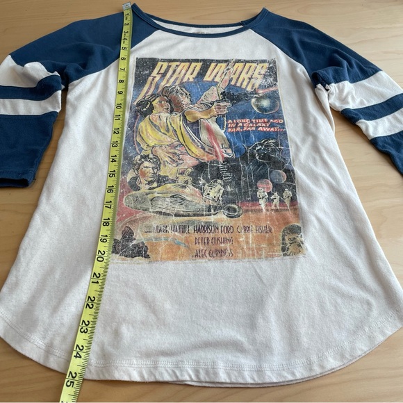 Vintage Star Wars 3/4 Long Sleeve Raglan T Shirt Size M Blue & White Retro - Picture 8 of 12